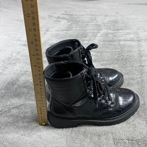 Sugar Combat Boots Womens 6.5 Black Kaedy Croc Embossed Lace Up  Lug Sole Y2K